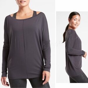 Athleta Women's Charcoal Essence Flow Long Sleeve Top